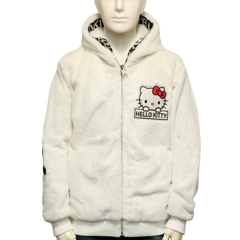 Sanrio サンリオ ハローキティ ファー ジャケット SRO-2504 Sanrio サンリオ ファー ジャケット フェイクファー 生地 ハローキティ ファーワッペン 刺繍テープの画像