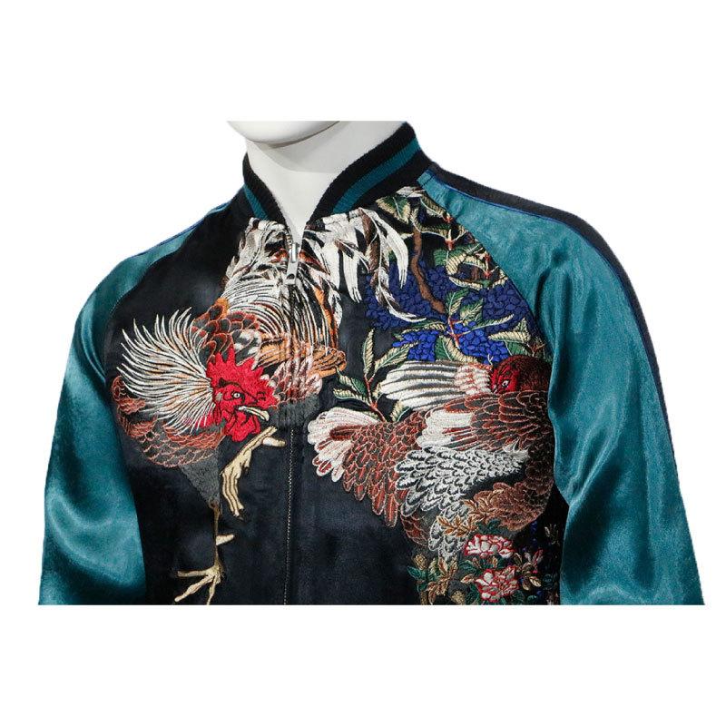 希少美品！XLサイズ！花旅楽団　伊藤若冲☆スカジャン　リバーシブル　紫陽花　鶏 スカジャン 花旅楽団 ハナタビガクダン 紫陽花と鶏刺繍 和柄 SSJ