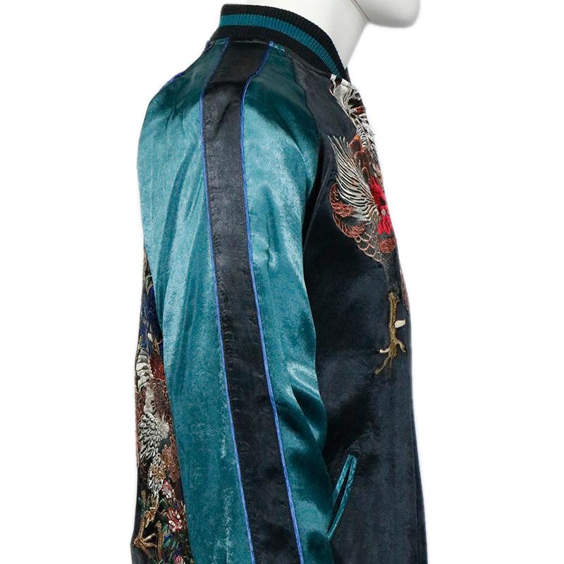 スカジャン 花旅楽団 ハナタビガクダン 紫陽花と鶏刺繍 和柄 SSJ