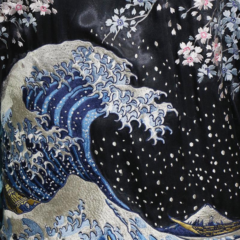 花旅楽団/ハナタビガクダン 波に桜 刺繍 和柄 スカジャン （SSJ-025