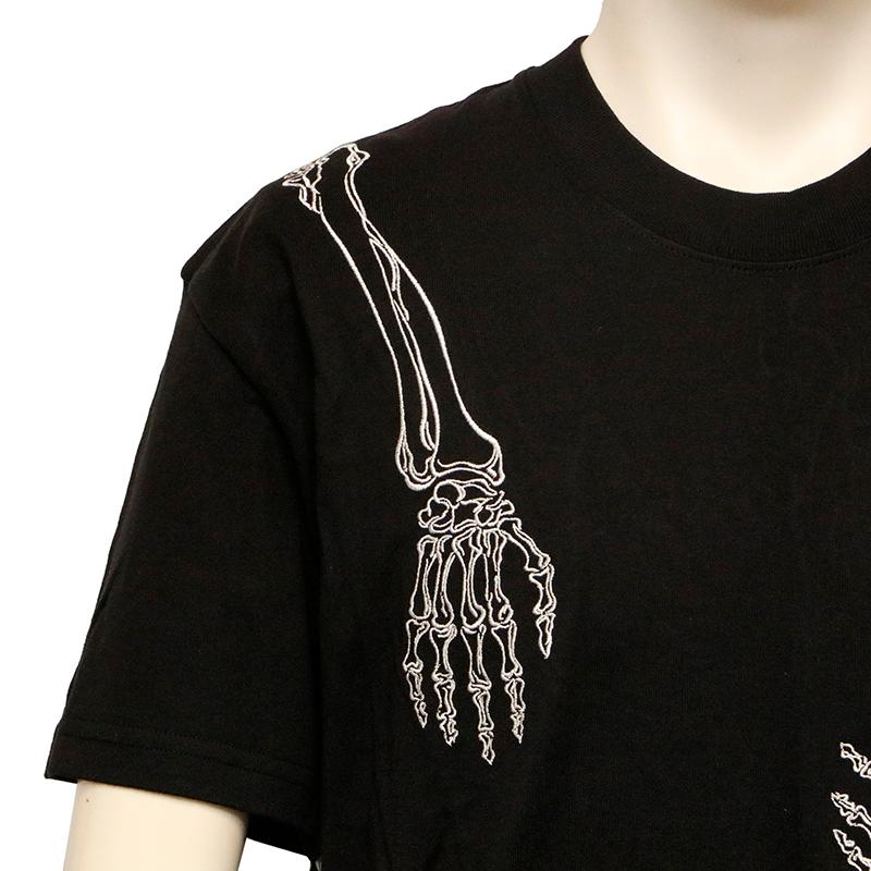 花旅楽団 ハナタビガクダン 抱きつき髑髏 刺繍 和柄 半袖 Tシャツ ST