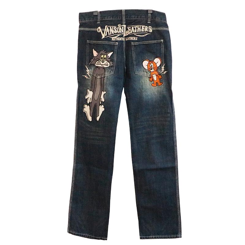 VANSON VANSON×トム&ジェリー TOM&JERRY 刺繍 デニムパンツ VANSON VANSON×トム&ジェリー TOM&JERRY 刺繍 デニムパンツ