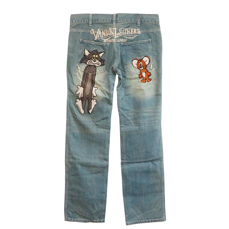 VANSON VANSON×トム&ジェリー TOM&JERRY 刺繍 デニムパンツ VANSON VANSON×トム&ジェリー TOM&JERRY 刺繍 デニムパンツ