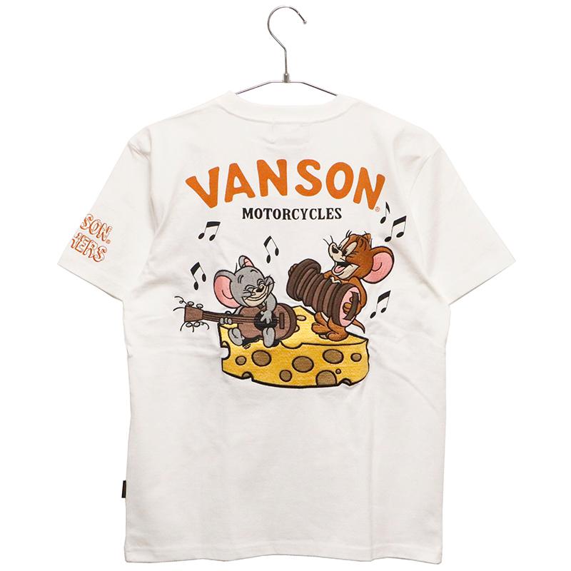 VANSON×トム＆ジェリー チーズ × JERRY＆TUFFY 刺繍 天竺 半袖 Tシャツ TJV-2328 バンソン ばんそん TOM＆JERRY Tシャツ カットソー ジェリー タフィー｜kyoto1207｜03