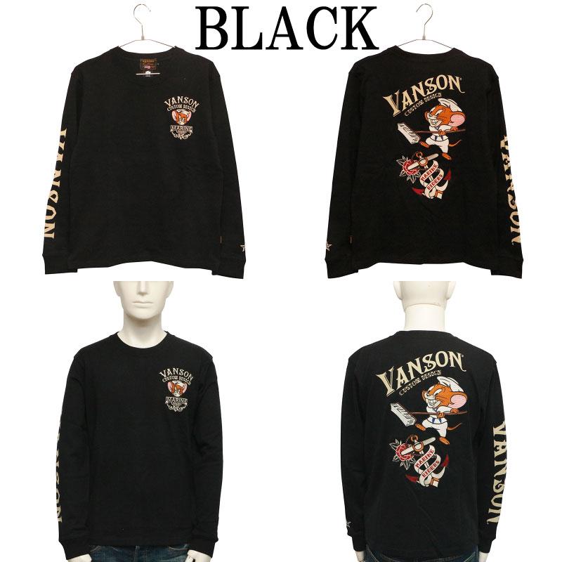 VANSON（バンソン） × TOM＆JERRY 海兵ジェリー 刺繍 天竺 長袖 T