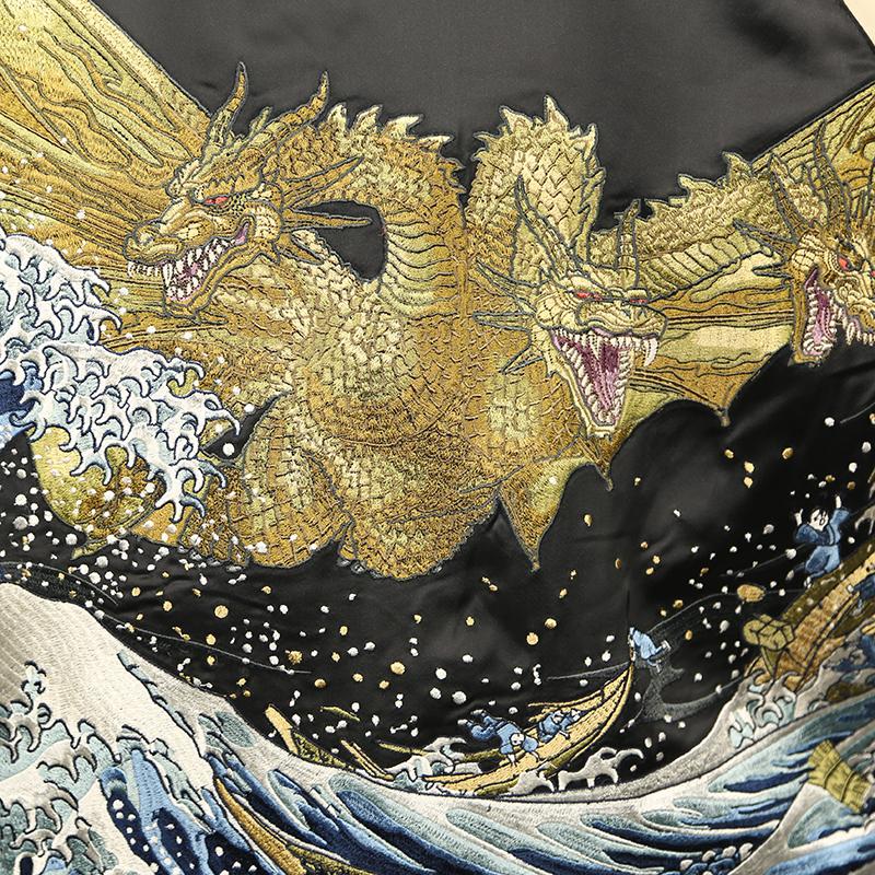 富嶽キングギドラ 刺繍 スカジャン (XESKY02)東映 葛飾北斎 富嶽キングギドラ 刺繍 スカジャン (XESKY02)東映 葛飾北斎
