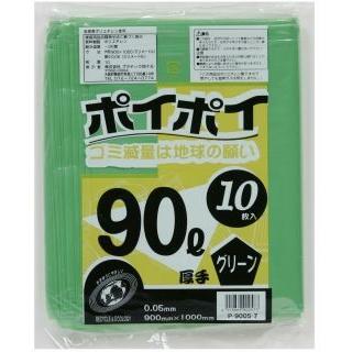 ●カラーポリ袋90L（グリーン） P9005-7 厚0.05mm 10枚×25冊 送料無料 07247