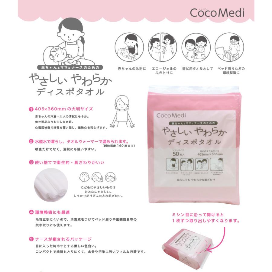 ●イトマン やさしいやわらかディスポタオル 50枚×24パック大きめサイズ 不織布タオル (80050001) 送料無料 70019_4