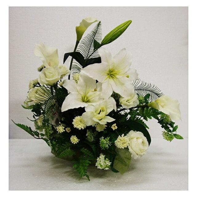 ● 造花 フラワーアレンジ （カサブランカ・カラー・トルコキキョウ等） 送料無料 93511