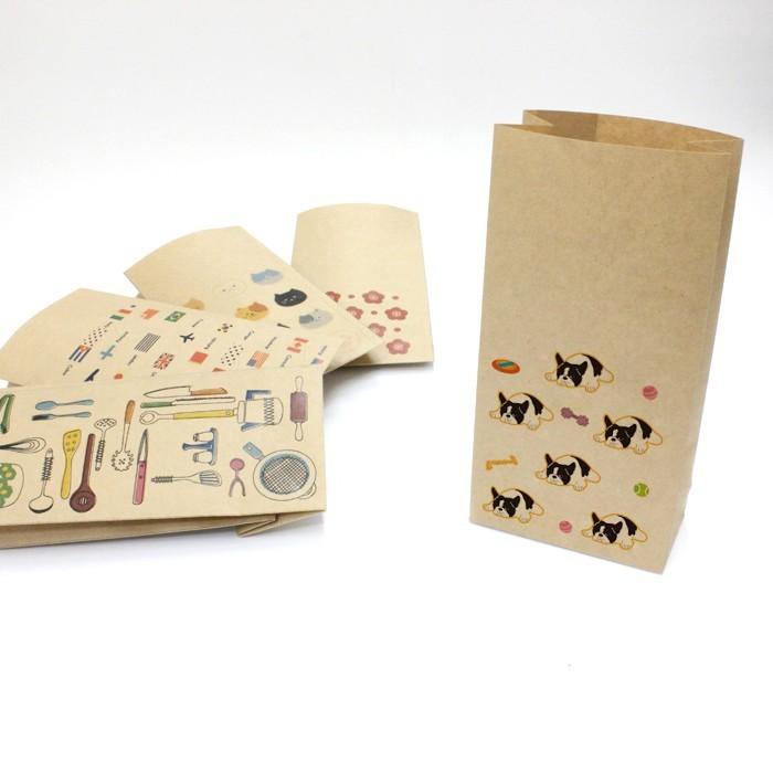 【フレンチブルドッグ・オレンジ】紙袋(ペーパーバッグ・角底)／1000枚入り(中サイズ)