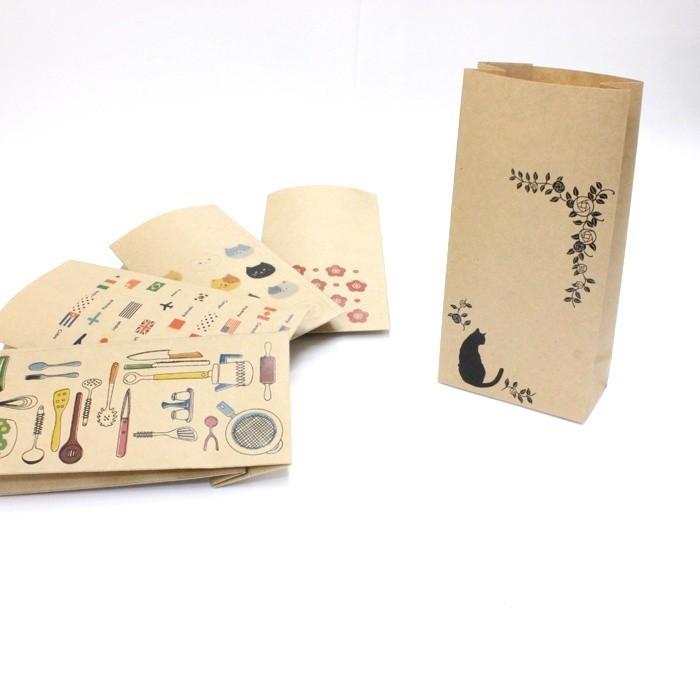 【モノクロ猫】紙袋(ペーパーバッグ・角底)／1000枚入り(中サイズ)