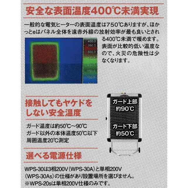 静岡製機 ほかっとe WPS-20s 遠赤外線 電気 ヒーター パネル高さ調整 単相200V 【送料無料】｜kyotodengyo｜04