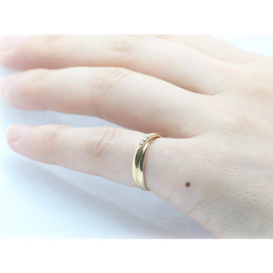 ダイヤ ピンキーリング 18k  K18 ゴールド 18金 ダイヤモンド レディース シンプル ピンキー リング 0号 1号 2号 3号 4号 対応可  K10 PG ピンクゴールド 10金 Wの画像