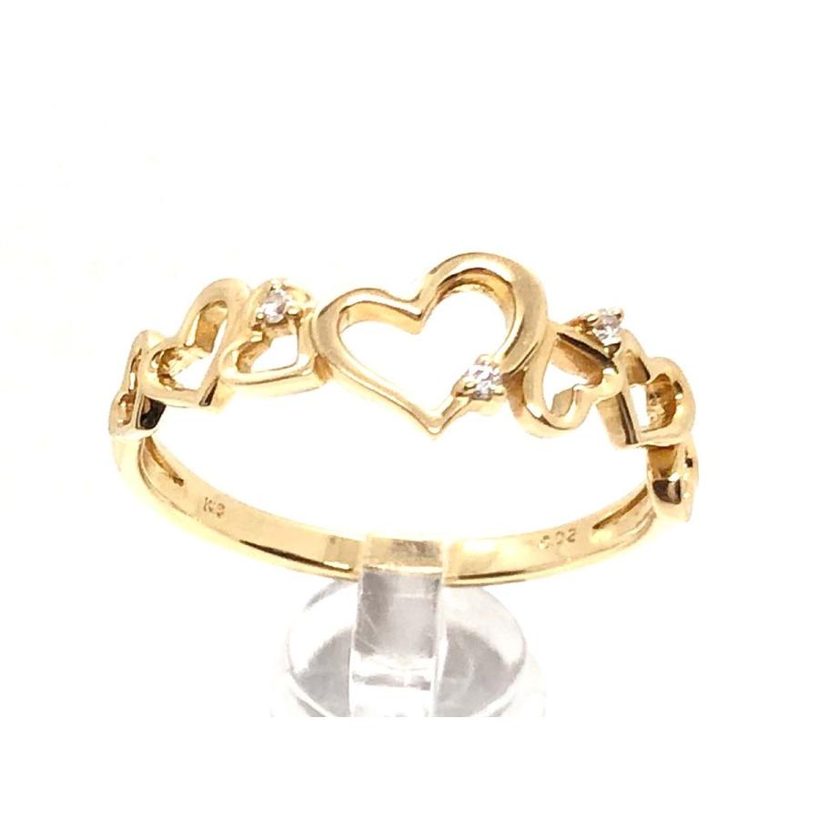 オープンハート 指輪 透かし彫り ハート マリッジリング ダイヤ リング