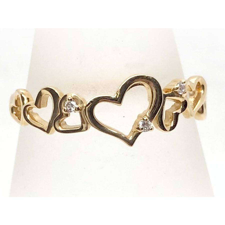 オープンハート 指輪 透かし彫り ハート マリッジリング ダイヤ リング