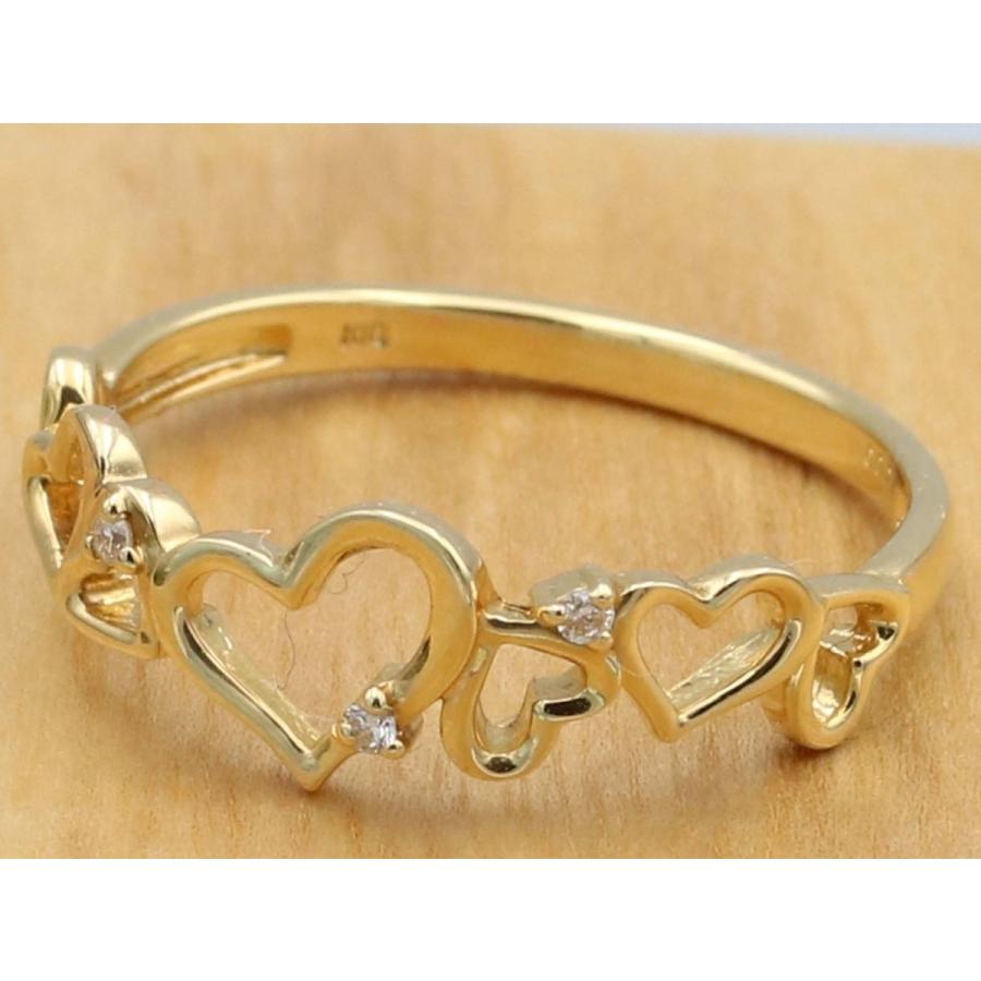 オープンハート 指輪 透かし彫り ハート マリッジリング ダイヤ リング