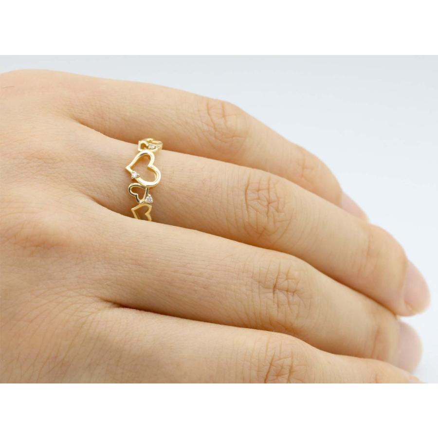 オープンハート 指輪 透かし彫り ハート マリッジリング ダイヤ リング