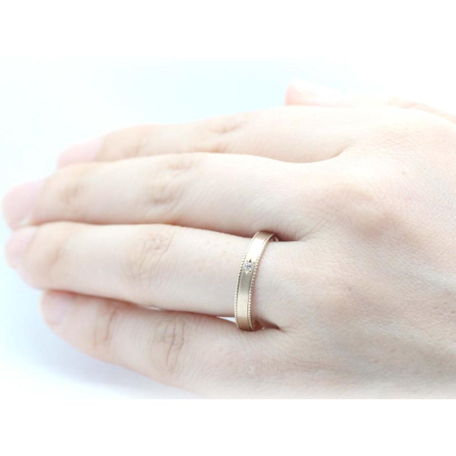 結婚指輪 マリッジリング 平打ち ダイヤ K18 ゴールド ミル打ち 18金 ダイヤモンド リング   K10 PG ピンクゴールド WG ホワイトゴールド YG イエローゴールド pの画像