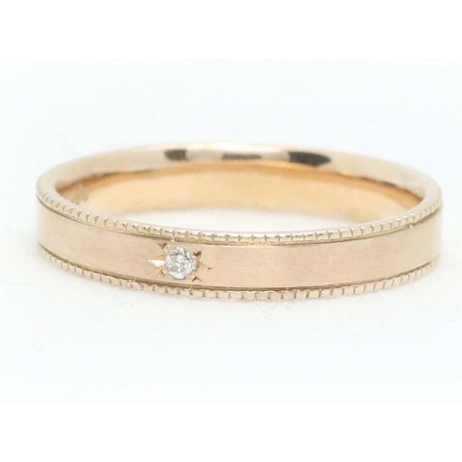 結婚指輪 マリッジリング 平打ち ダイヤ K18 ゴールド ミル打ち 18金 ダイヤモンド リング   K10 PG ピンクゴールド WG ホワイトゴールド YG イエローゴールド pの画像