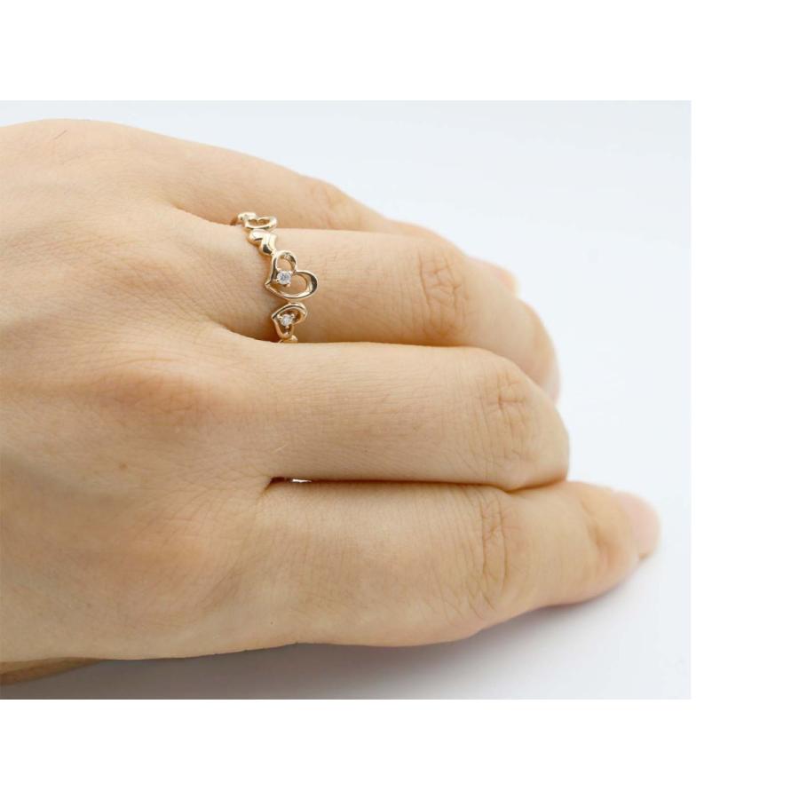 オープンハート 指輪 透かし彫り ハート マリッジリング ダイヤ リング