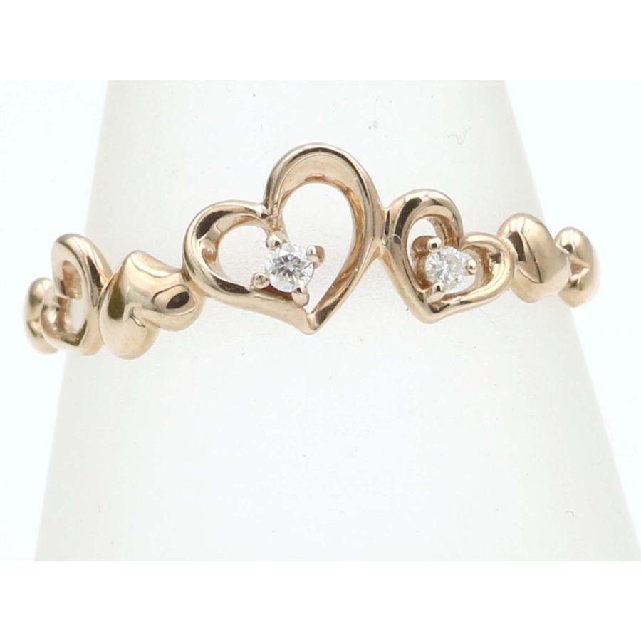 オープンハート 指輪 透かし彫り ハート マリッジリング ダイヤ リング