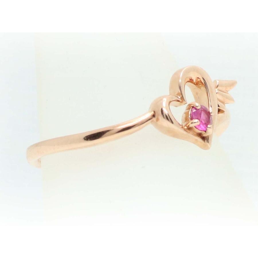 K10 ゴールド 10金 ルビー ハート 小悪魔 リング コウモリ 翼 指輪 K18