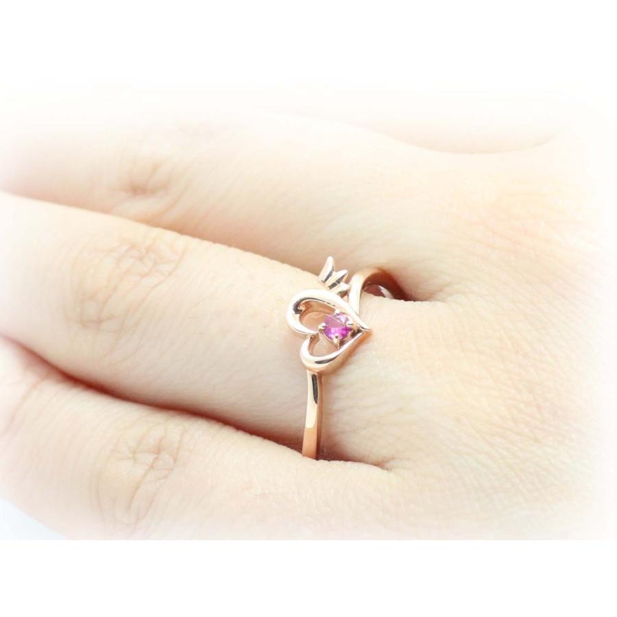 K10 ゴールド 10金 ルビー ハート 小悪魔 リング コウモリ 翼 指輪 K18