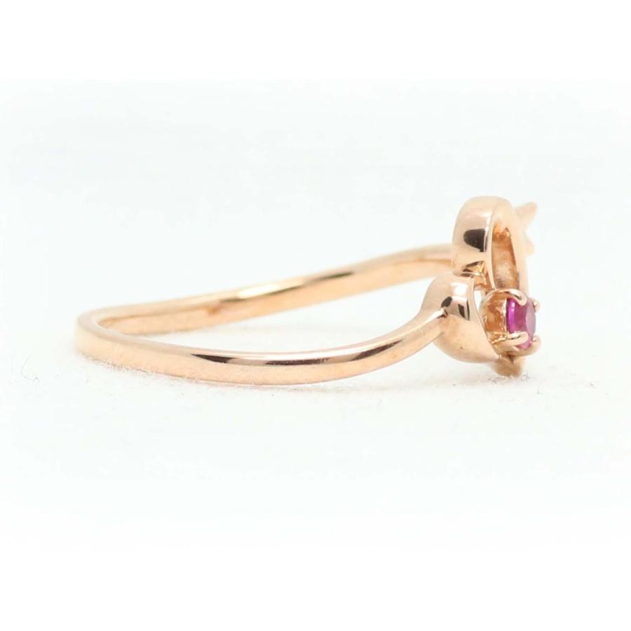 K10 ゴールド 10金 ルビー ハート 小悪魔 リング コウモリ 翼 指輪 K18