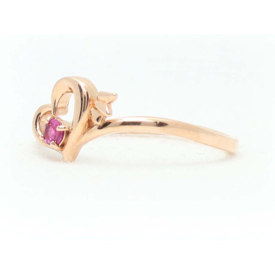 K10 ゴールド 10金 ルビー ハート 小悪魔 リング コウモリ 翼 指輪 K18