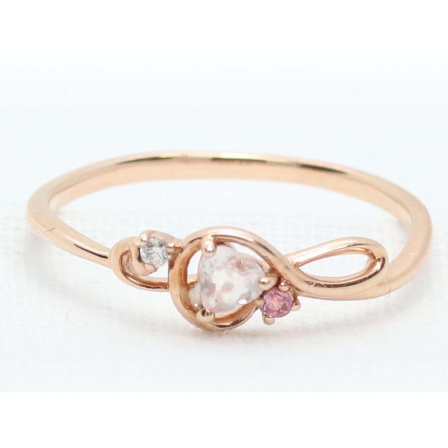 K10 ゴールド 10金 ピンクトルマリン ハート ローズクォーツ リング