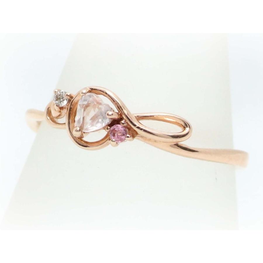 K10 ゴールド 10金 ピンクトルマリン ハート ローズクォーツ リング