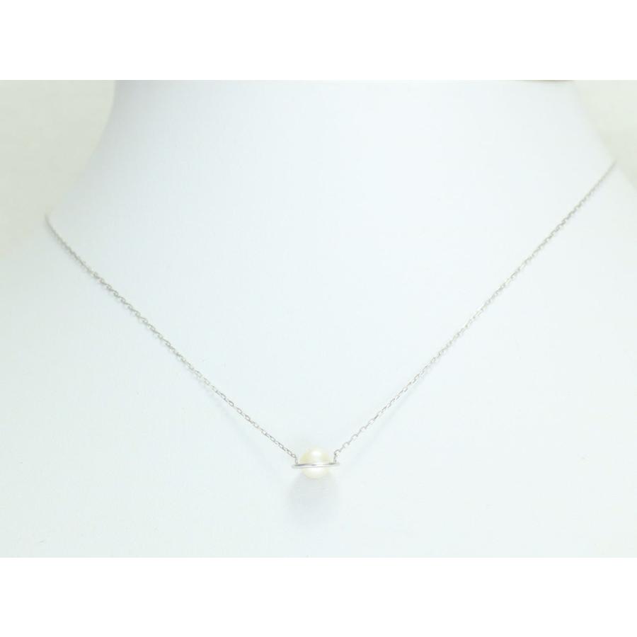 K10 ゴールド ホワイトゴールド パール ネックレス 土星 プチ サタン