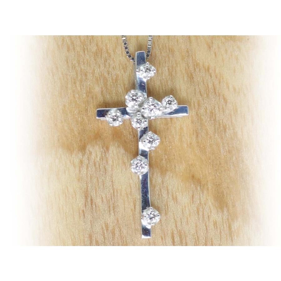 K18 ゴールド ダイヤ 0.15ct クロス 十字架 ネックレス 18金 プチ 
