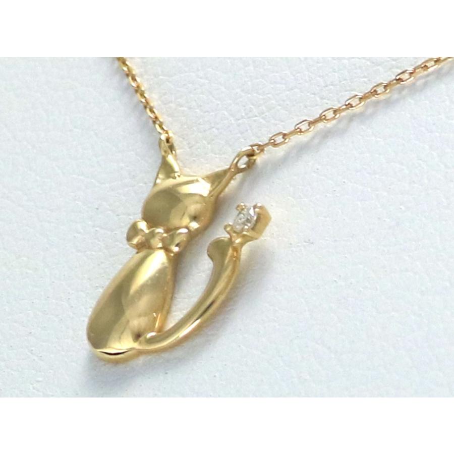 K10 ゴールド ネックレス イエローゴールド ねこ 猫 ネコ プチ 10金