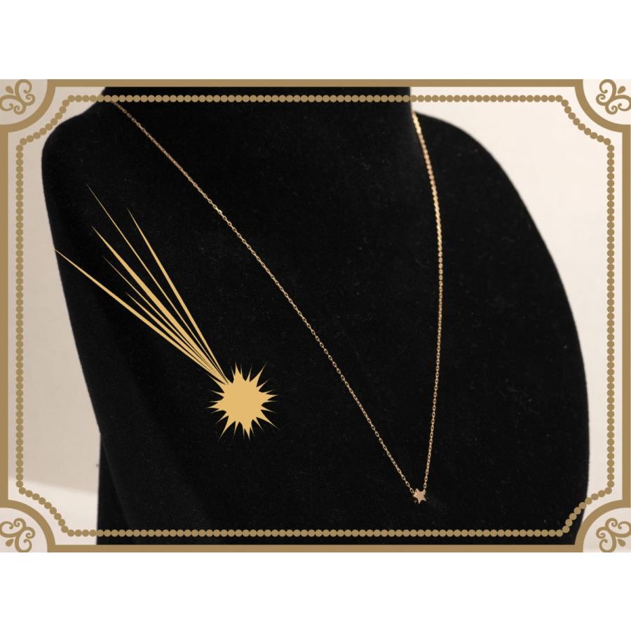 K18 PG ピンクゴールド 流星 流れ星 星 星形 プチ ネックレス ペンダント 星型 18金 18k スター モチーフ レディース ジュエリー 通販 絆 重ね付けネックレス  Kの画像