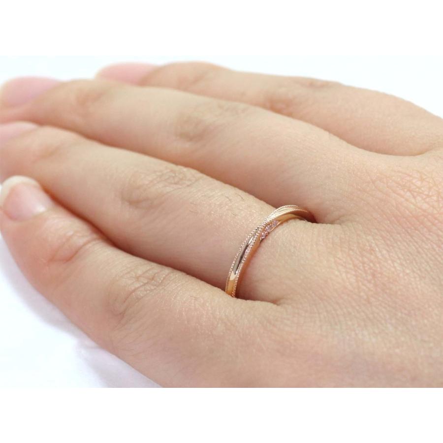 結婚指輪 18金 マリッジリング K18 ゴールド リング （ 純金 75％） 刻印無料 ゴールドリング ダイヤ 入り「花連・KAREN・L」18金 ペアリング 用の画像