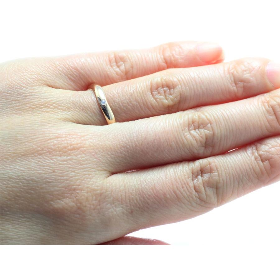 結婚指輪 マリッジリング ピンクゴールド ダイヤ K18 18金 ゴールド ペアリング 用 18k PG 鍛造 甲丸 ダイヤモンド 結婚 指輪 ブライダルリング 刻印無料 リングの画像