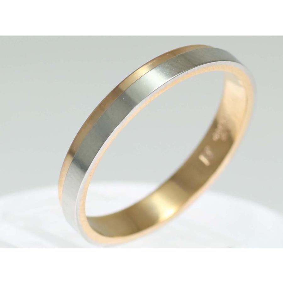 結婚指輪 マリッジリング プラチナ ピンクゴールド コンビリング PT900 K18 18金 ゴールド ペアリング 用 18k PG 鍛造 平打ち 結婚 指輪 ブライダルリング Marriの画像