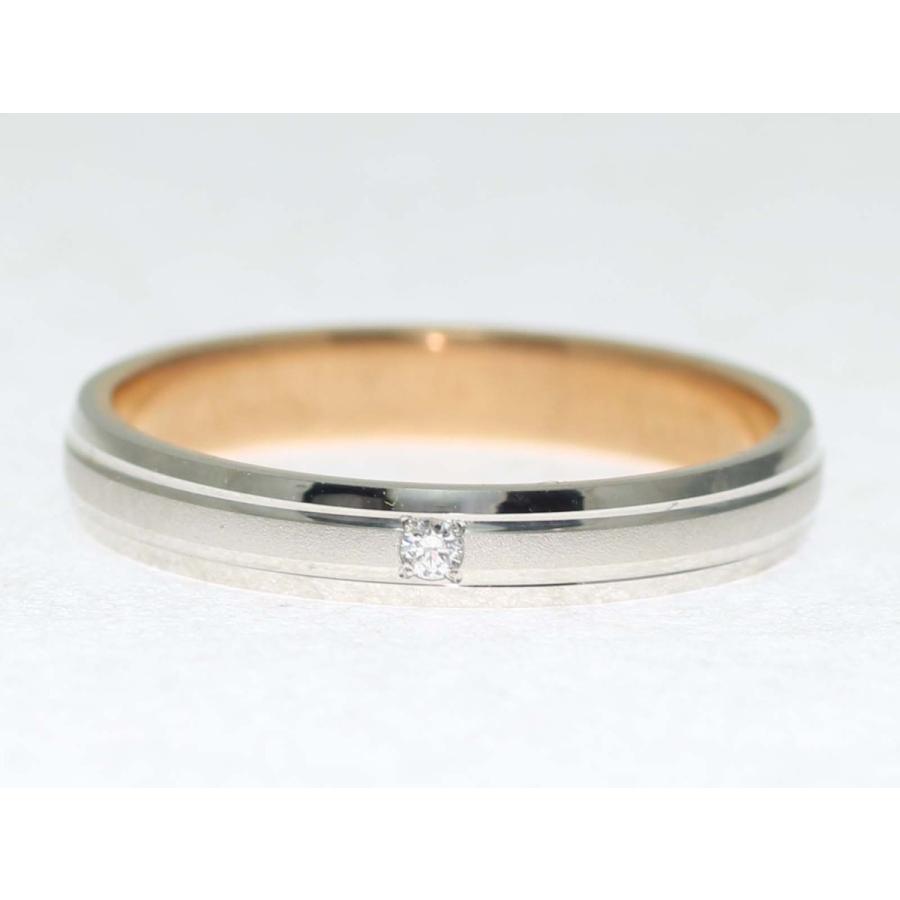 結婚指輪 マリッジリング プラチナ ピンクゴールド ダイヤ コンビリング PT900 K18 18金 ゴールド ペアリング 用 18k PG 鍛造 甲丸 ダイヤモンド 結婚 指輪 ブラの画像