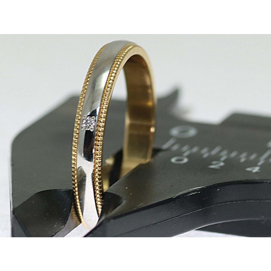 結婚指輪 マリッジリング プラチナ ゴールド ダイヤ コンビリング PT900 K18 18金 ペアリング 用 Marriage ring ペア リング 用 18k 鍛造 甲丸 ダイヤモンド 結の画像