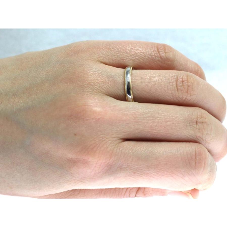 結婚指輪 マリッジリング プラチナ ゴールド ダイヤ コンビリング PT900 K18 18金 ペアリング 用 Marriage ring ペア リング 用 18k 鍛造 甲丸 ダイヤモンド 結の画像