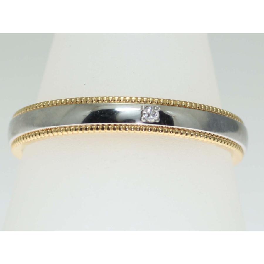 結婚指輪 マリッジリング プラチナ ゴールド ダイヤ コンビリング PT900 K18 18金 ペアリング 用 Marriage ring ペア リング 用 18k 鍛造 甲丸 ダイヤモンド 結の画像