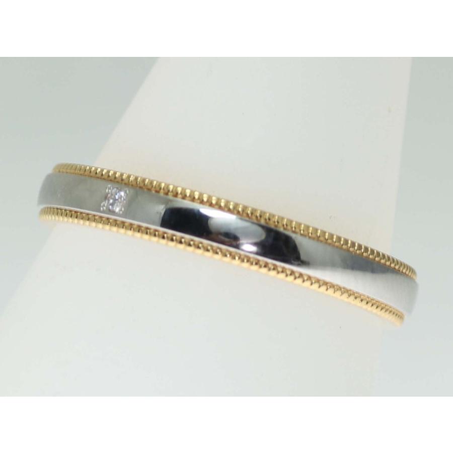 結婚指輪 マリッジリング プラチナ ゴールド ダイヤ コンビリング PT900 K18 18金 ペアリング 用 Marriage ring ペア リング 用 18k 鍛造 甲丸 ダイヤモンド 結の画像