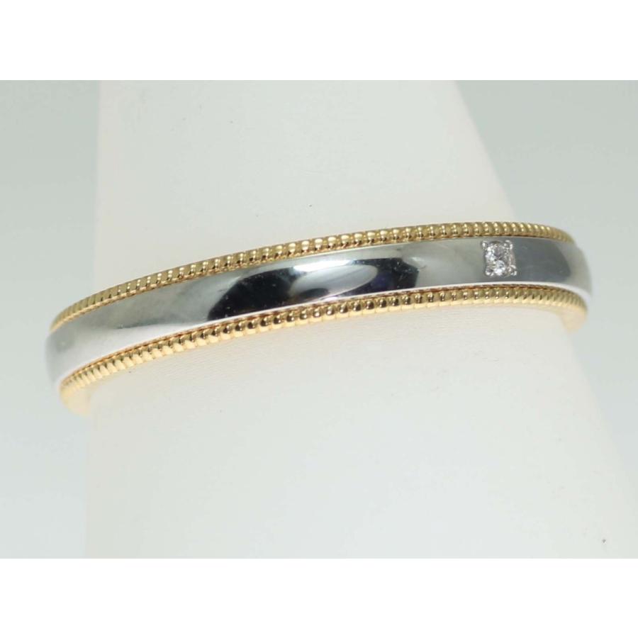 結婚指輪 マリッジリング プラチナ ゴールド ダイヤ コンビリング PT900 K18 18金 ペアリング 用 Marriage ring ペア リング 用 18k 鍛造 甲丸 ダイヤモンド 結の画像