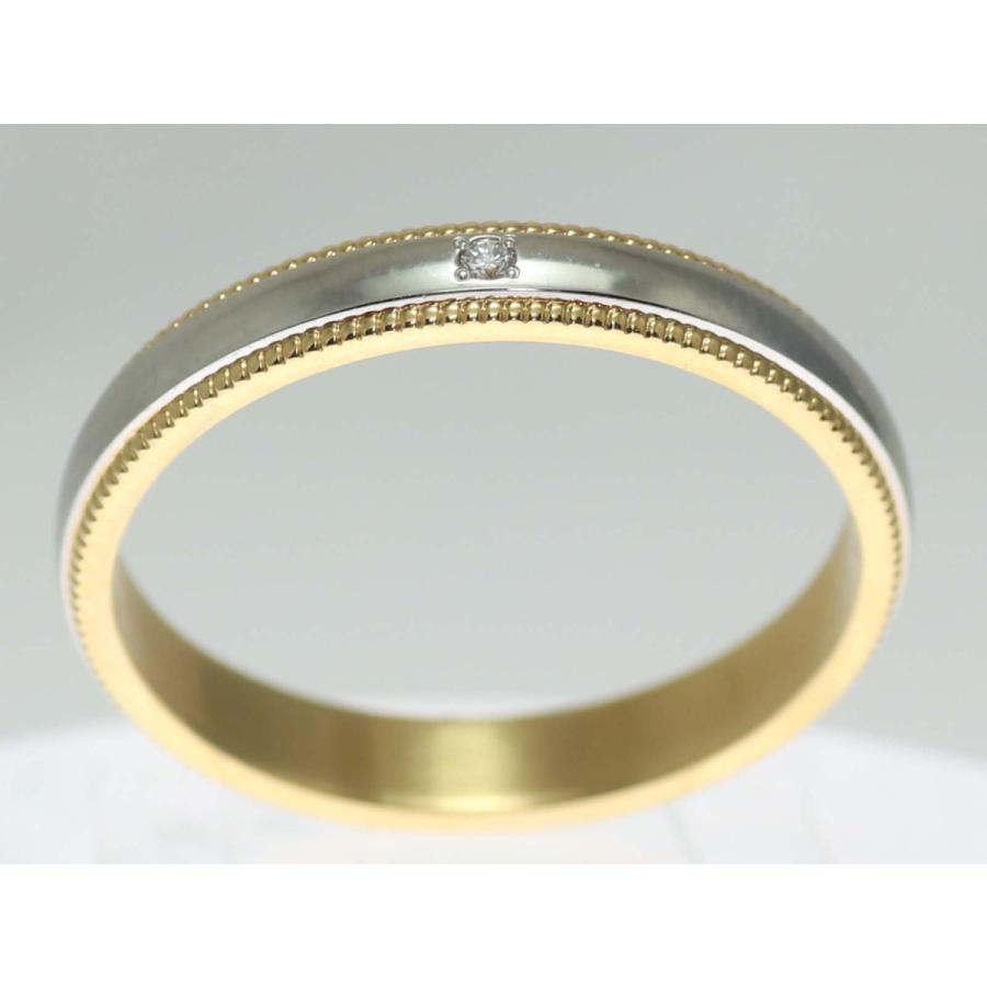 結婚指輪 マリッジリング プラチナ ゴールド ダイヤ コンビリング PT900 K18 18金 ペアリング 用 Marriage ring ペア リング 用 18k 鍛造 甲丸 ダイヤモンド 結の画像