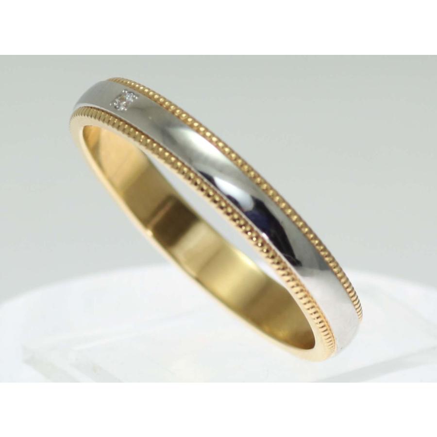 結婚指輪 マリッジリング プラチナ ゴールド ダイヤ コンビリング PT900 K18 18金 ペアリング 用 Marriage ring ペア リング 用 18k 鍛造 甲丸 ダイヤモンド 結の画像