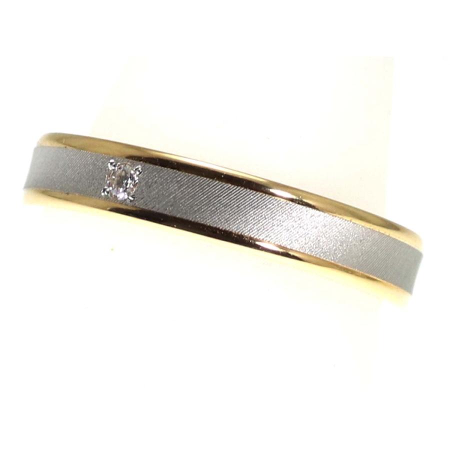 結婚指輪 マリッジリング プラチナ ゴールド ダイヤ コンビリング PT900 K18 18金 ペアリング 用 Marriage ring ペア リング 用 18k 鍛造 平打ち ダイヤモンドの画像
