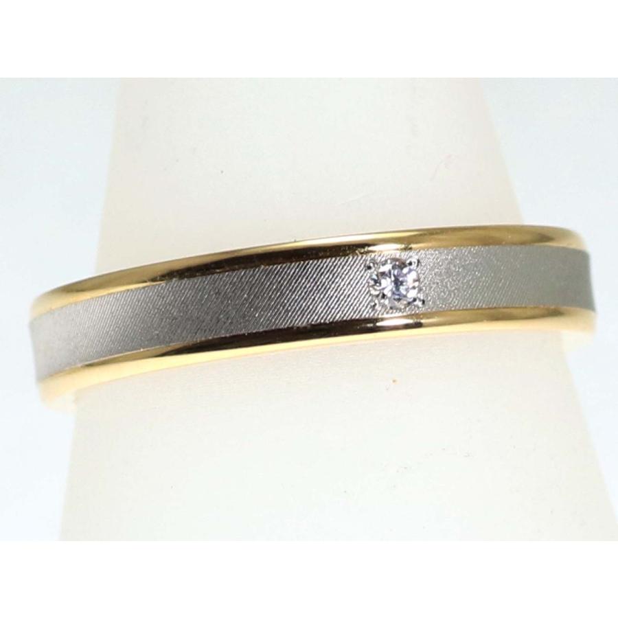 結婚指輪 マリッジリング プラチナ ゴールド ダイヤ コンビリング PT900 K18 18金 ペアリング 用 Marriage ring ペア リング 用 18k 鍛造 平打ち ダイヤモンドの画像