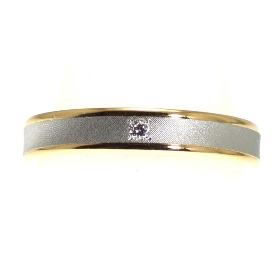 結婚指輪 マリッジリング プラチナ ゴールド ダイヤ コンビリング PT900 K18 18金 ペアリング 用 Marriage ring ペア リング 用 18k 鍛造 平打ち ダイヤモンドの画像