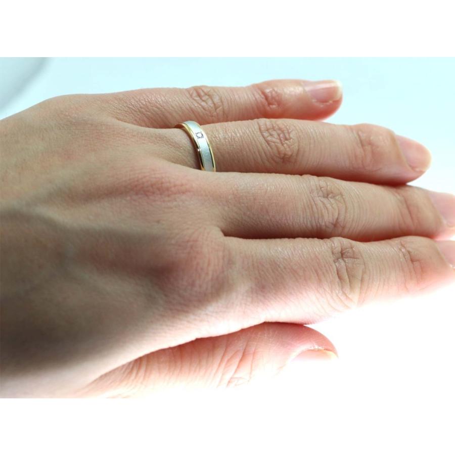 結婚指輪 マリッジリング プラチナ ゴールド ダイヤ コンビリング PT900 K18 18金 ペアリング 用 Marriage ring ペア リング 用 18k 鍛造 平打ち ダイヤモンドの画像